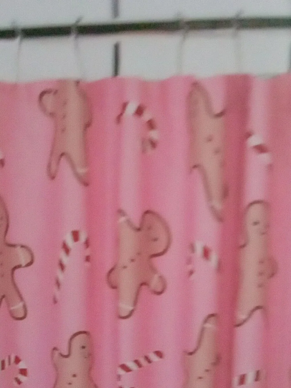 Pink Gingerbread & Candy Cane Shower Curtain